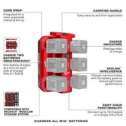 Milwaukee M18™ Six Bay Daisy Chain Rapid Charger