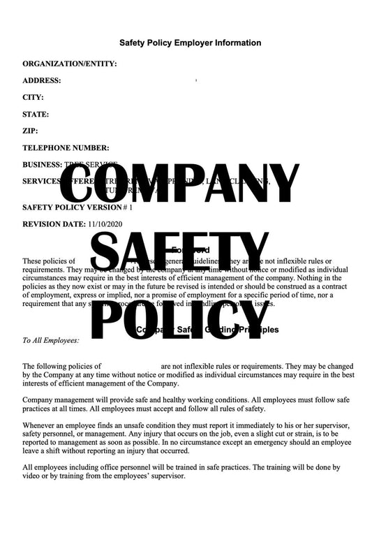COMPANY SAFETY POLICY